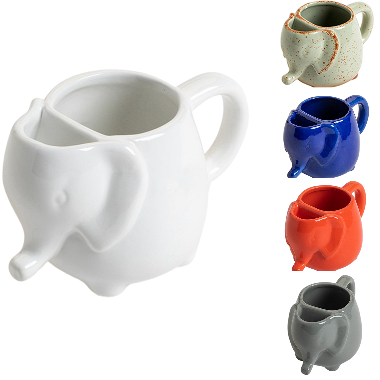 15oz Elephant Shaped Ceramic Mug w/ Tea Bag Holder 13