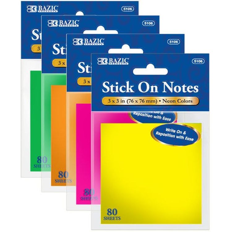 Stick On Notes - Single Pack 80 Sheets Assorted Colors 1