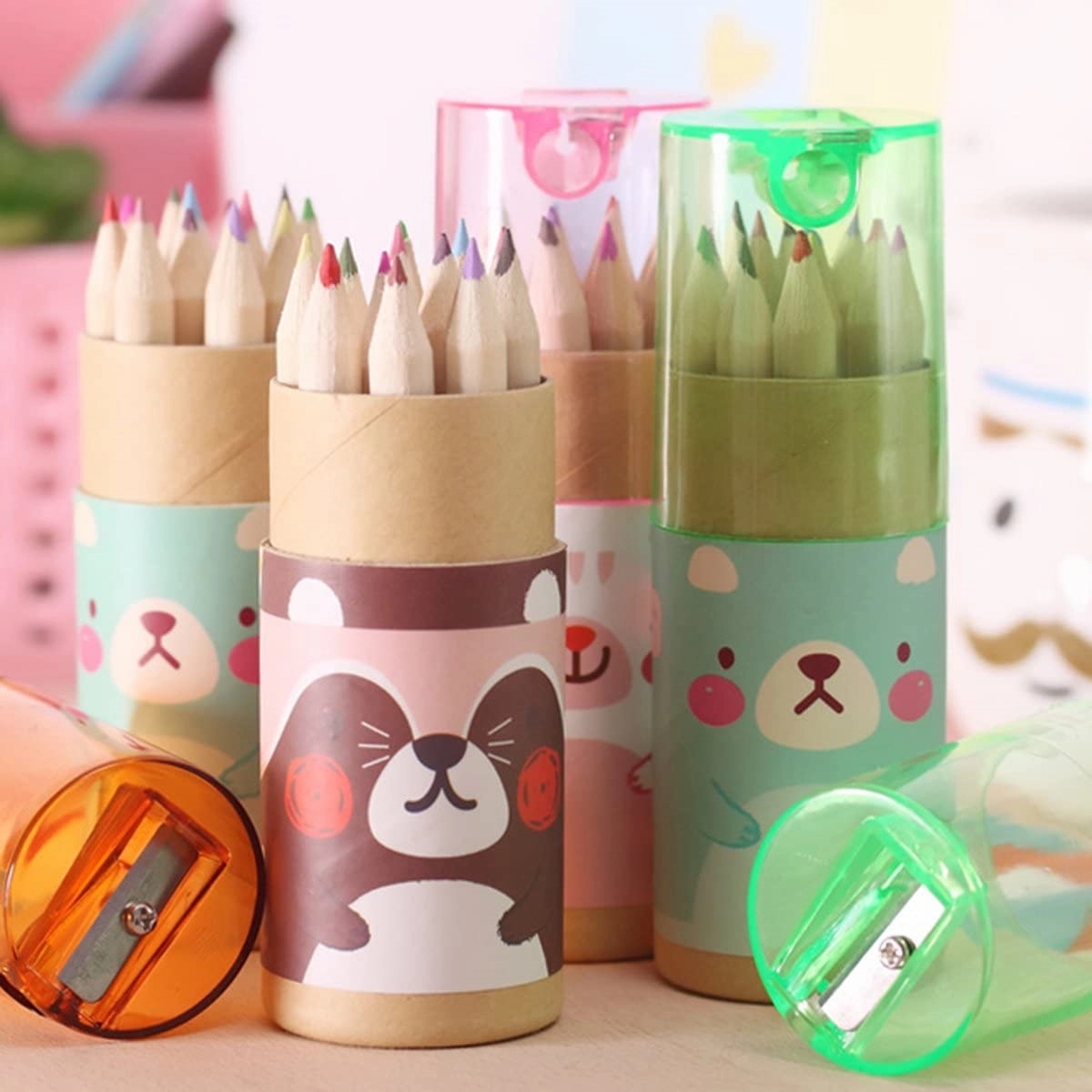 Piece Colored Pencil Set In Tube With Sharpener 5