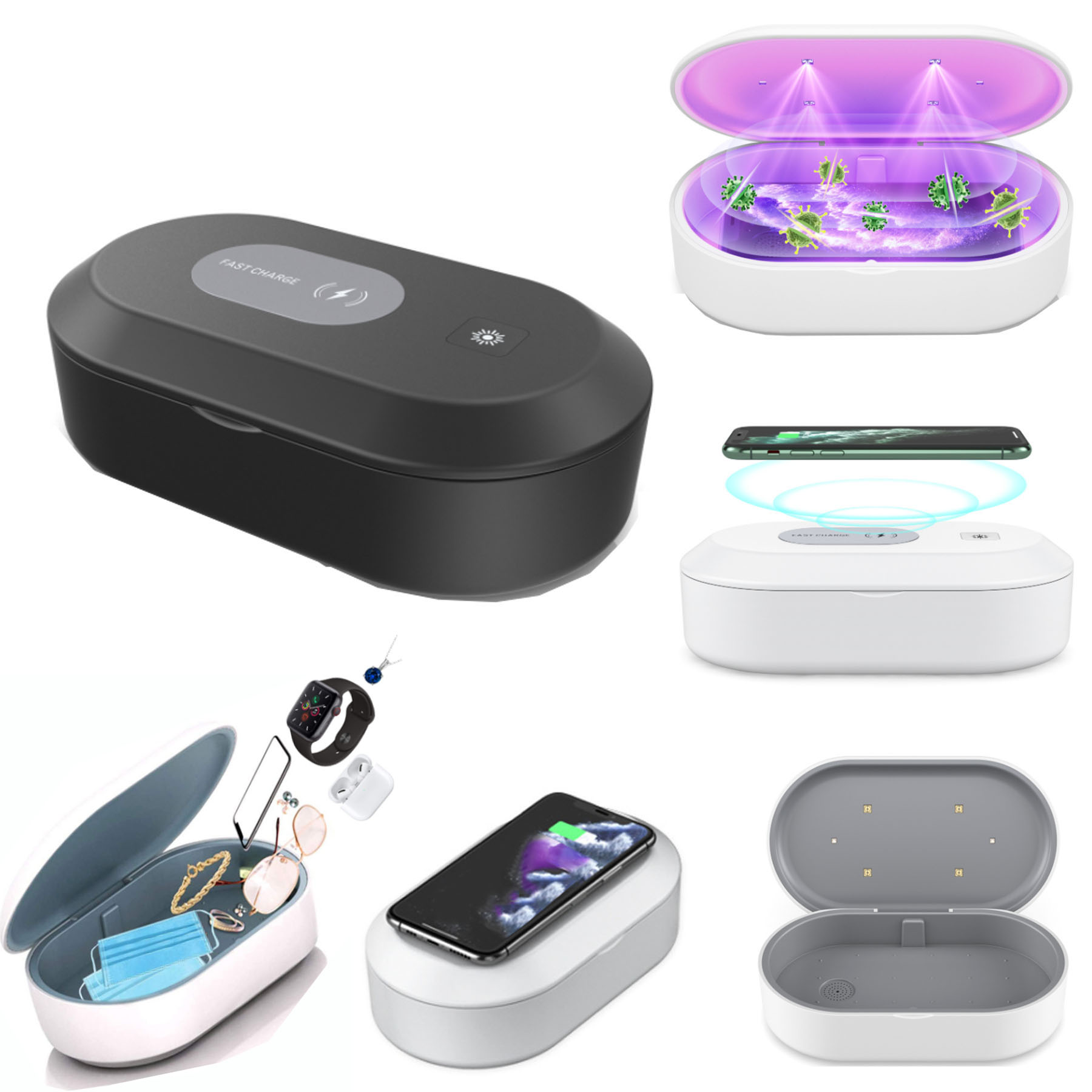 UV light Sanitizer Box with Qi-certified Wireless Charger 1