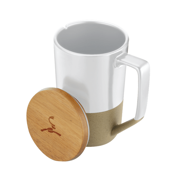 Rochester 15oz Two-Tone Ceramic Mug w/Wood Lid 3