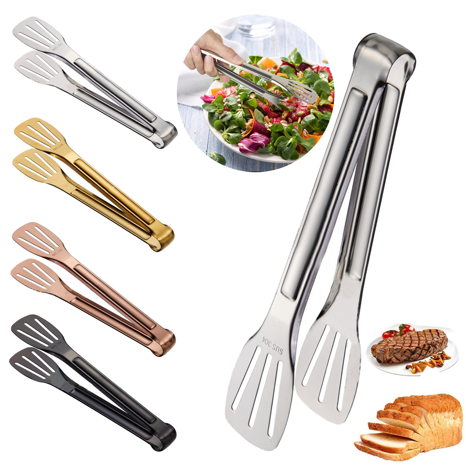 7" Stainless Steel Food Tong 3