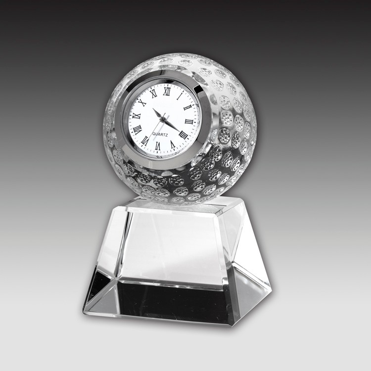 3 3/4" Award- Awards, Trophy,Golf,60mm Ball Clock w/ Base 1