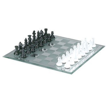 13.7" Black & White Mirror Chess Set 1
