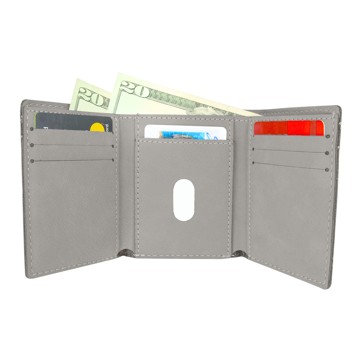 Gray Leatherette Trifold Wallet 3