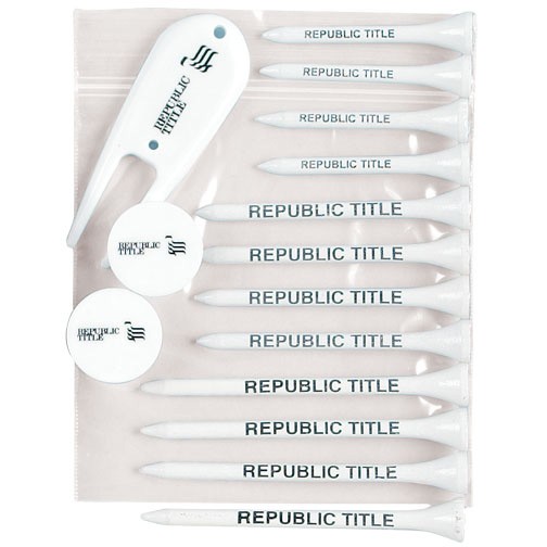 Value Poly Bag Pack w/ Four 2 1/8", 2 3/4", & 3 1/4" Tees, 2 Markers & 1 Fixer 1
