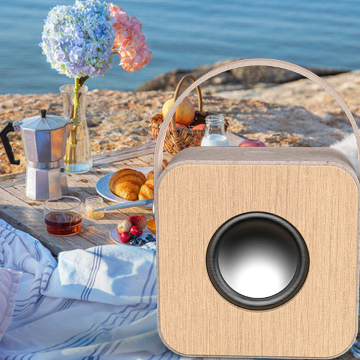 Portable Wooden Bluetooth Speaker with Carry Handle 9