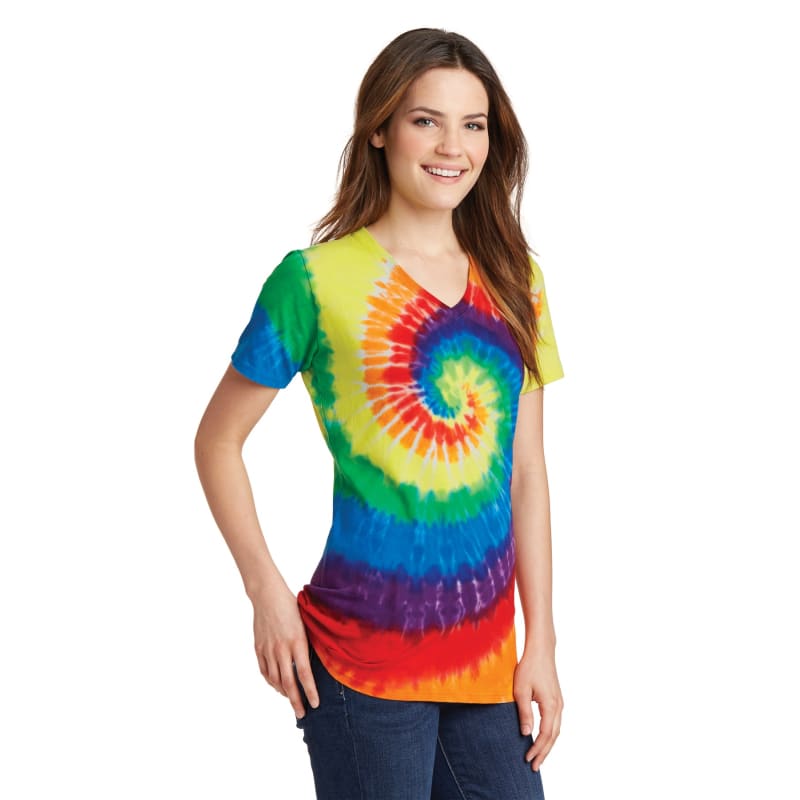 Port & Company Women's Tie-Dye V-Neck Tee. 60
