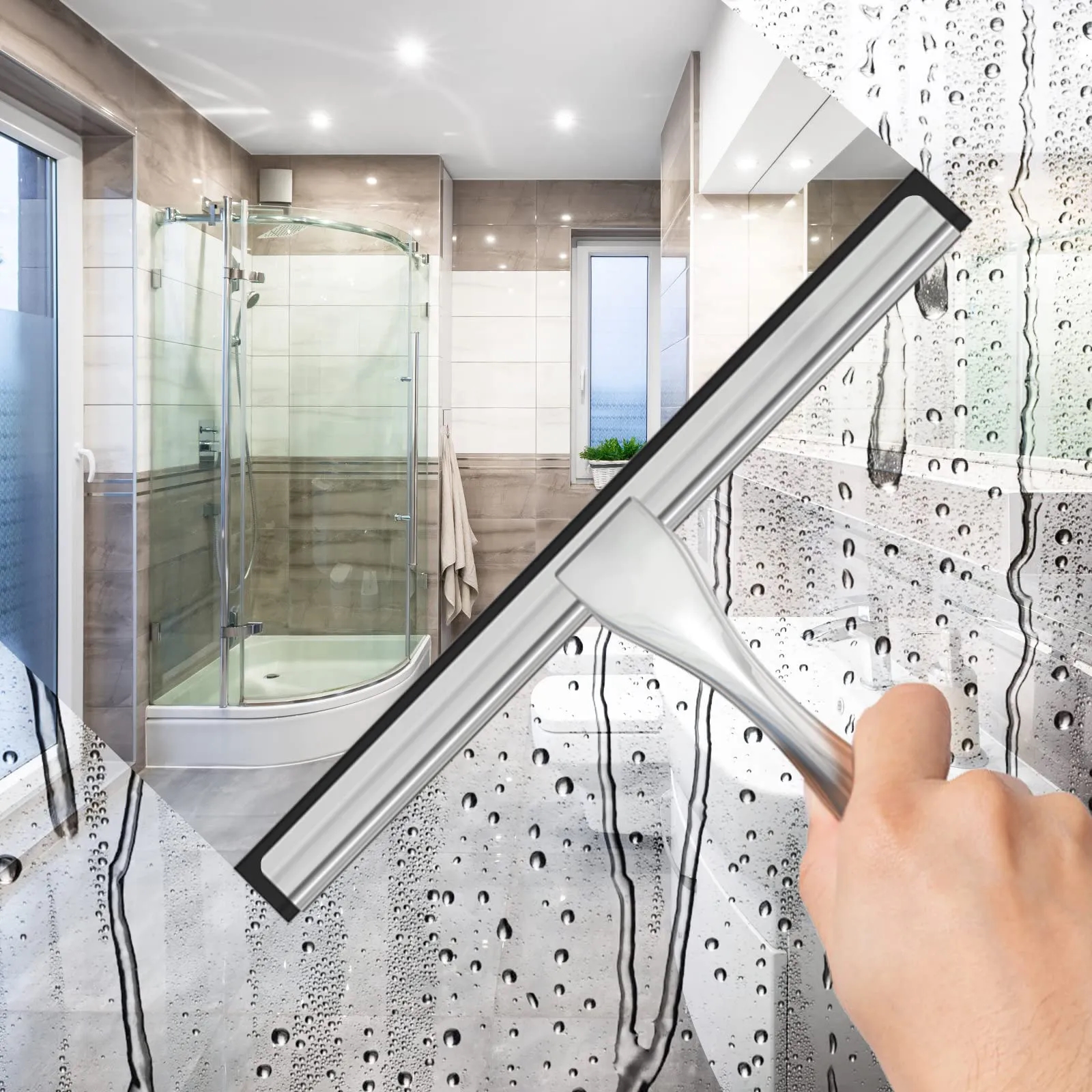 All-Purpose Stainless Steel Shower Glass Door Squeegee 6