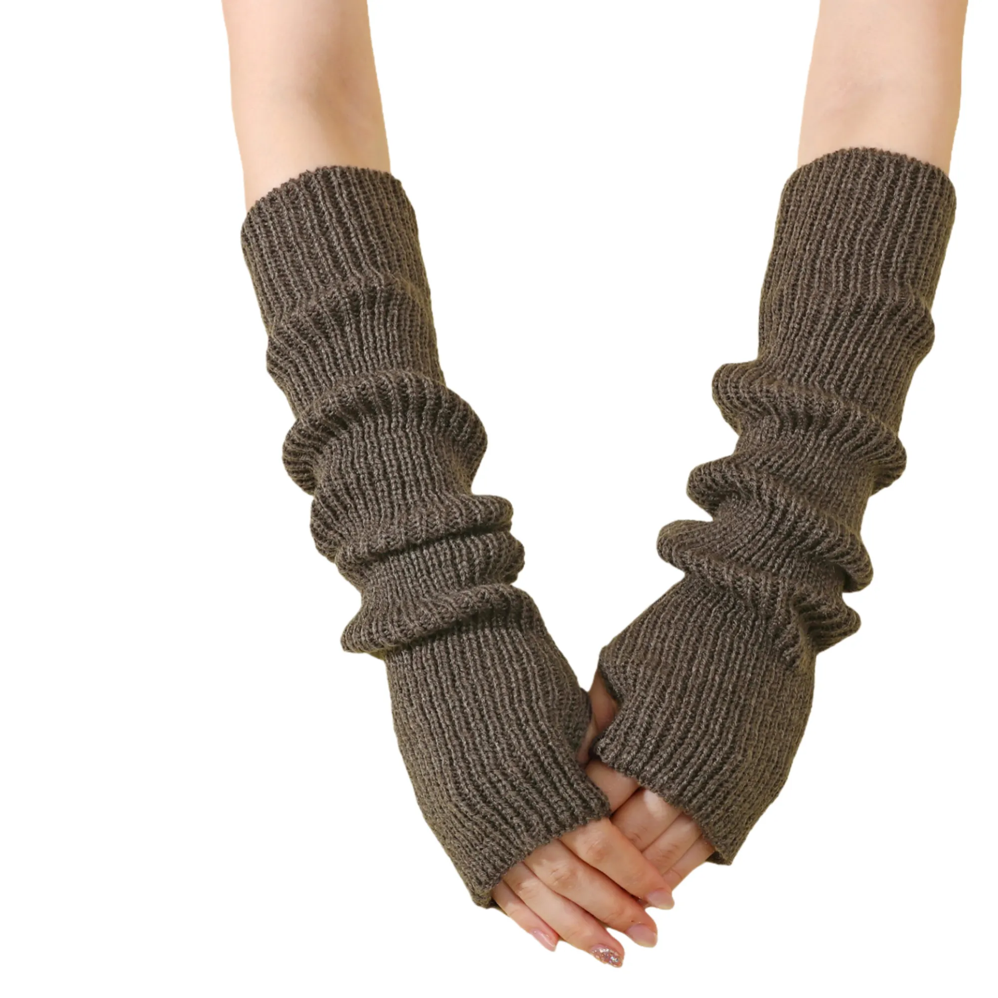 Long Fingerless Knit Winter Arm Warmers 10