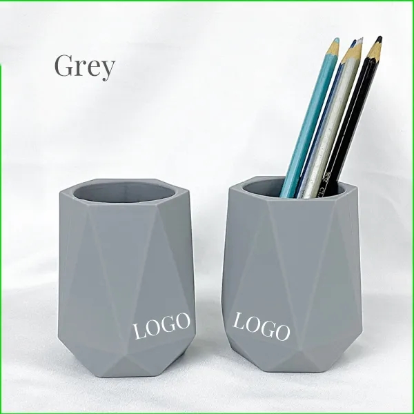 Silicone pen holder simple geometric white desktop storage 5