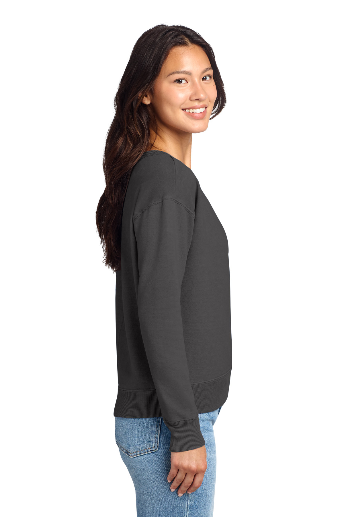 Port & Co Women's Beach Wash Garment-Dyed V-Neck Sweatshirt LPC098V 50