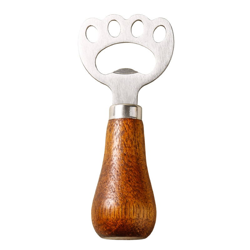 Stainless Steel Standing Bottle Opener with Wooden Handle 1