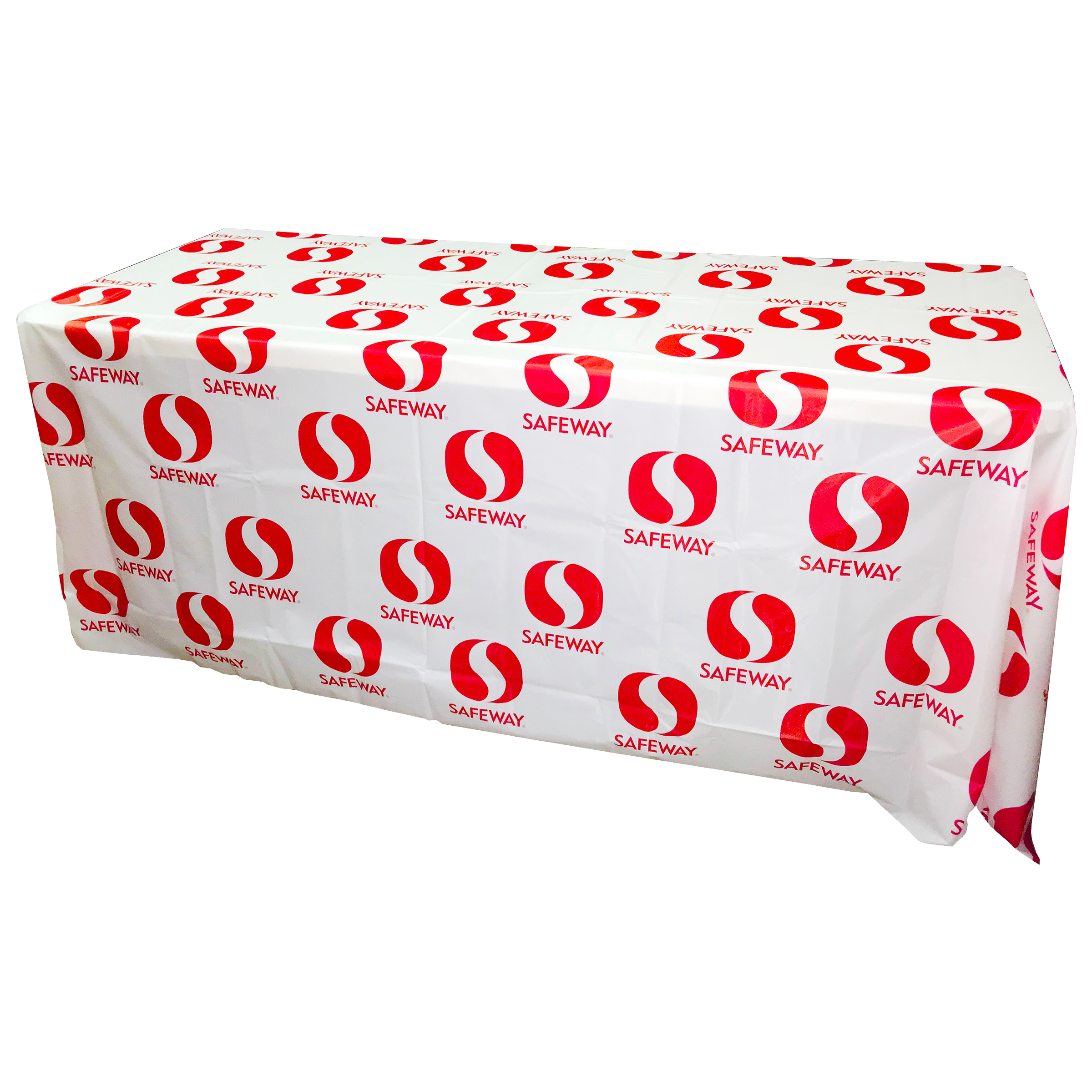 4' Flat, 3 Sided Recyclable White Plastic Step and Repeat 1 Color Table Cover