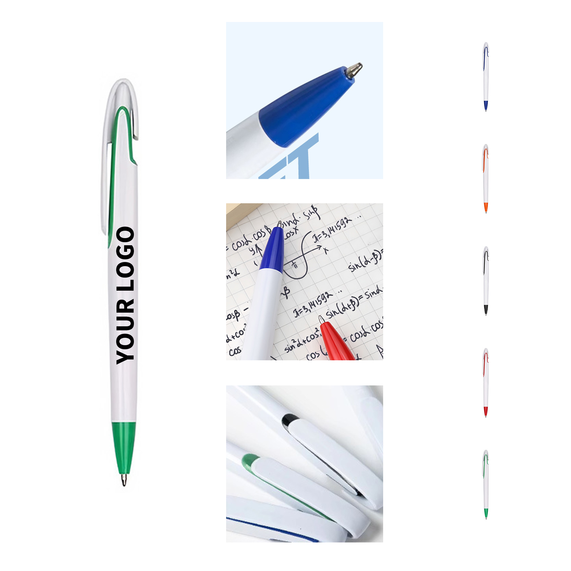 Plastic Retractable Ballpoint Pen With Swan Neck Accent 3
