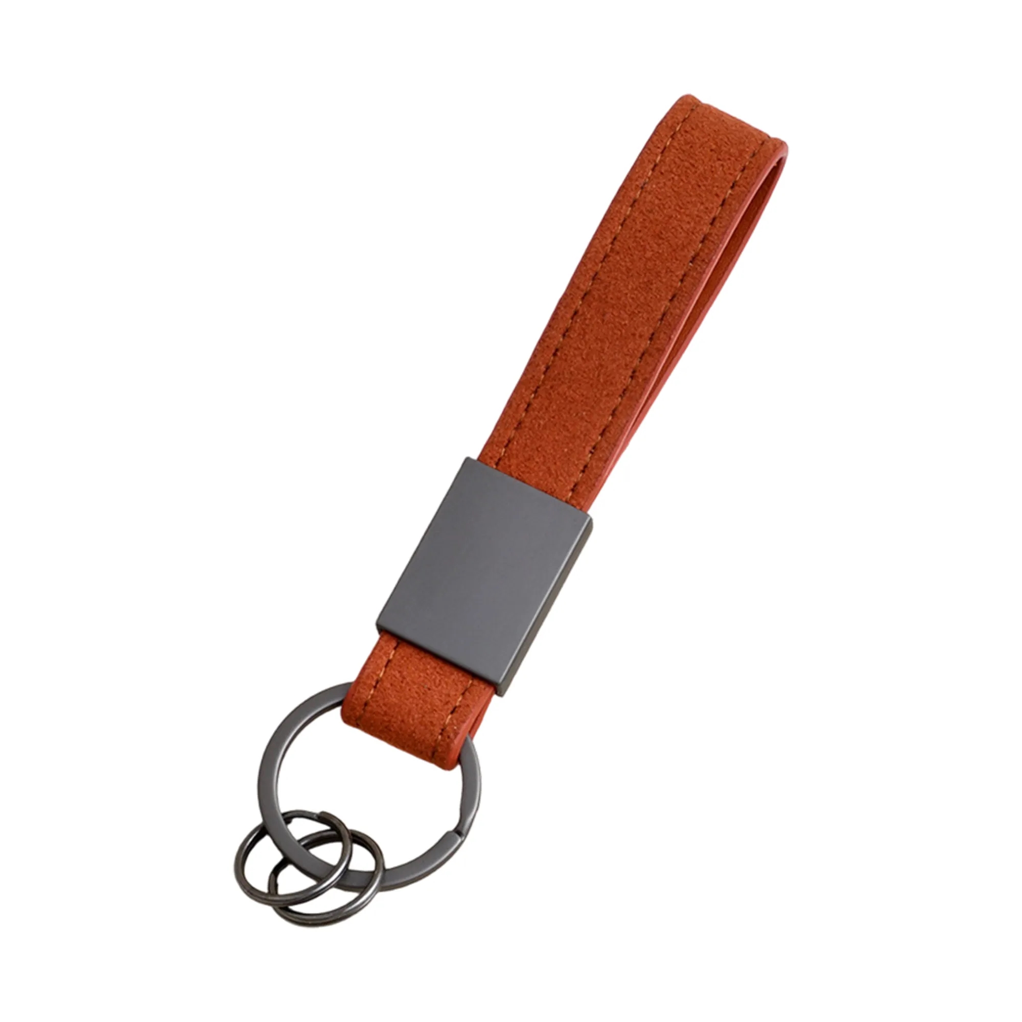 Suede Car Keychain with Zinc Alloy Pendant 7
