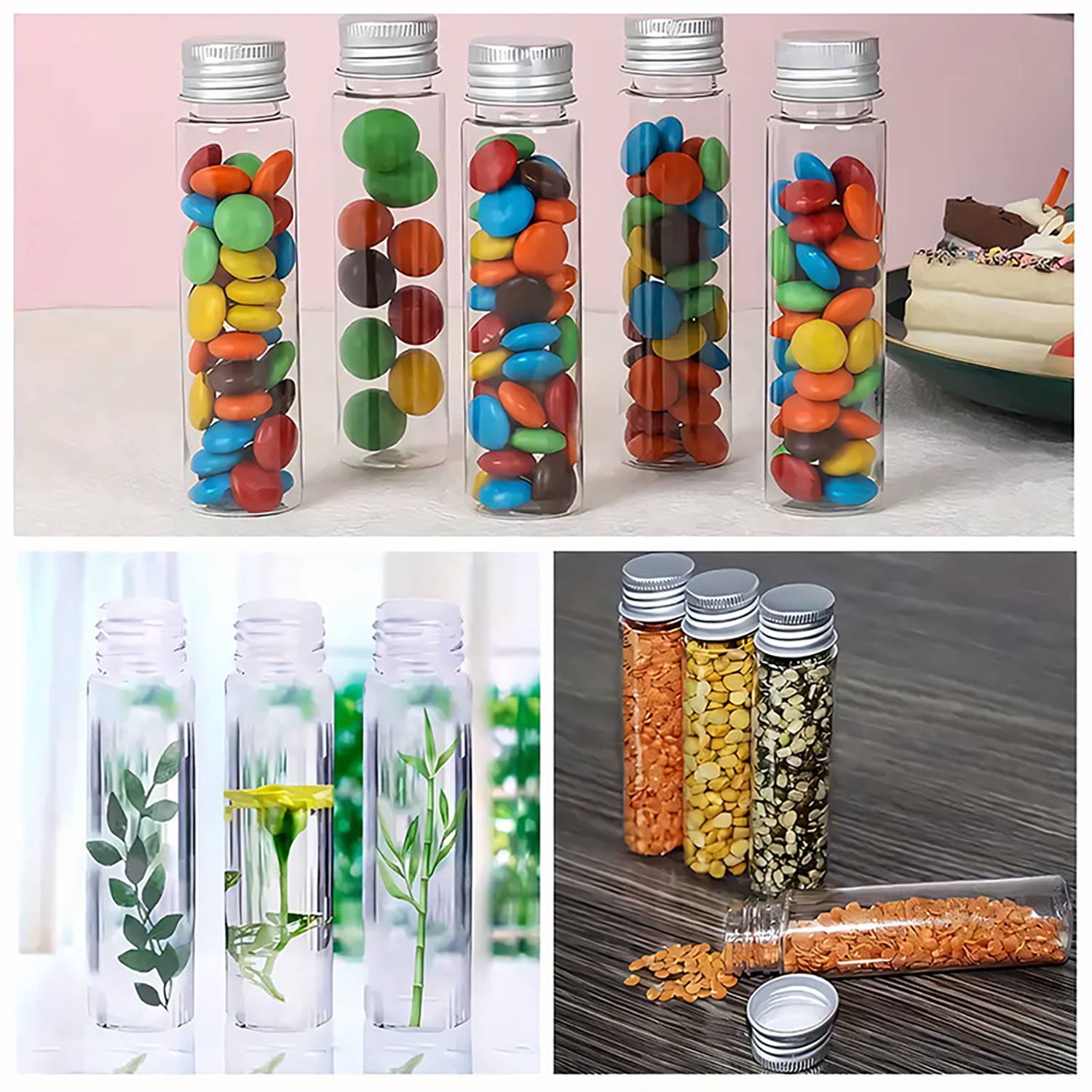 2oz Transparent Plastic Test Tube w/ Screw Cap 4