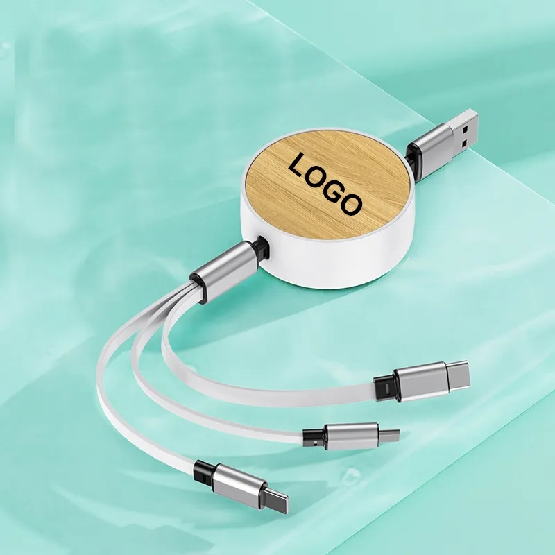 Bamboo Retractable Charging Cable 7