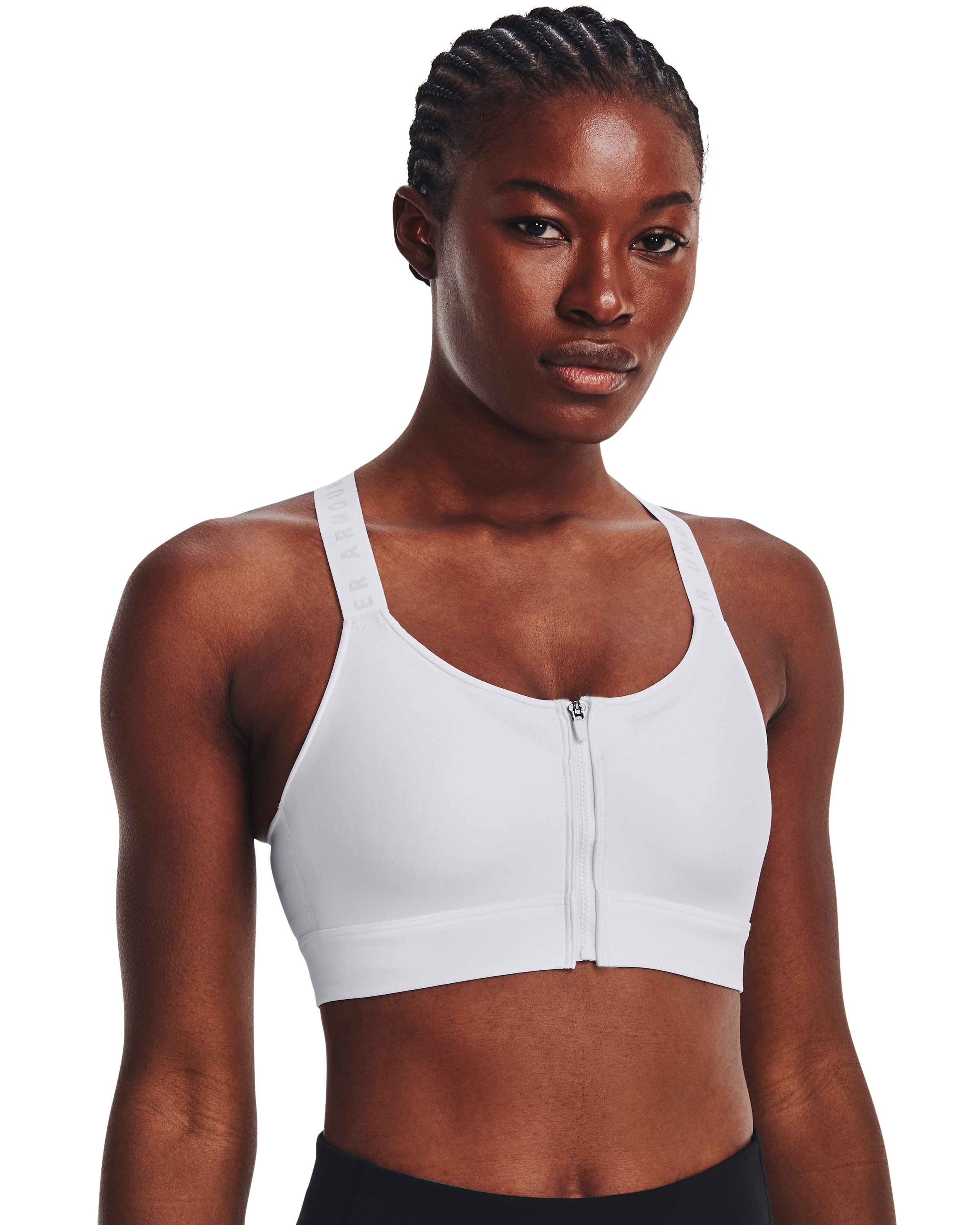 UA Infinity High Zip Women's Sports Bra, custom athletic wear with logo imprint 5