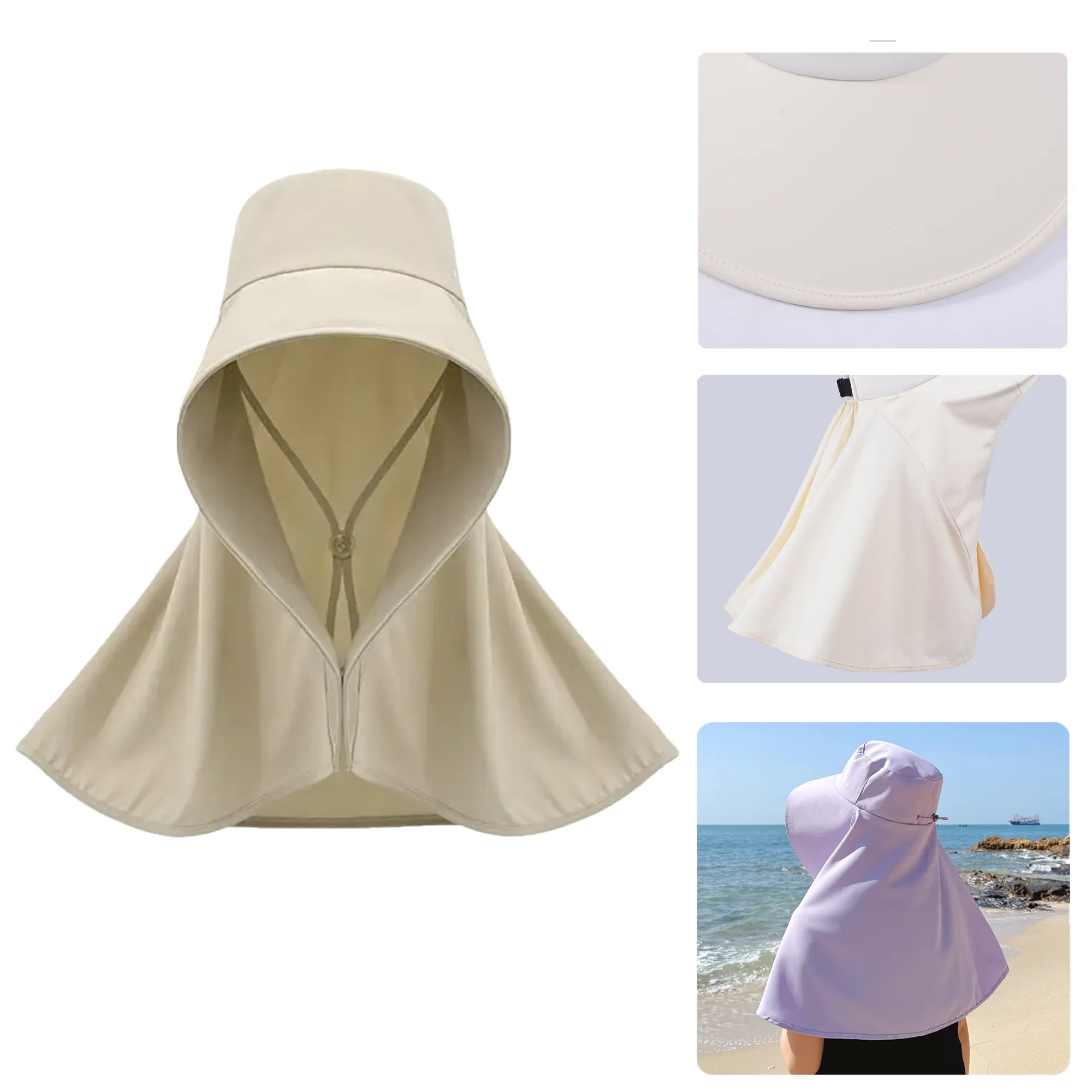 Ice Silk Shawl Integrated Sun Hat 3