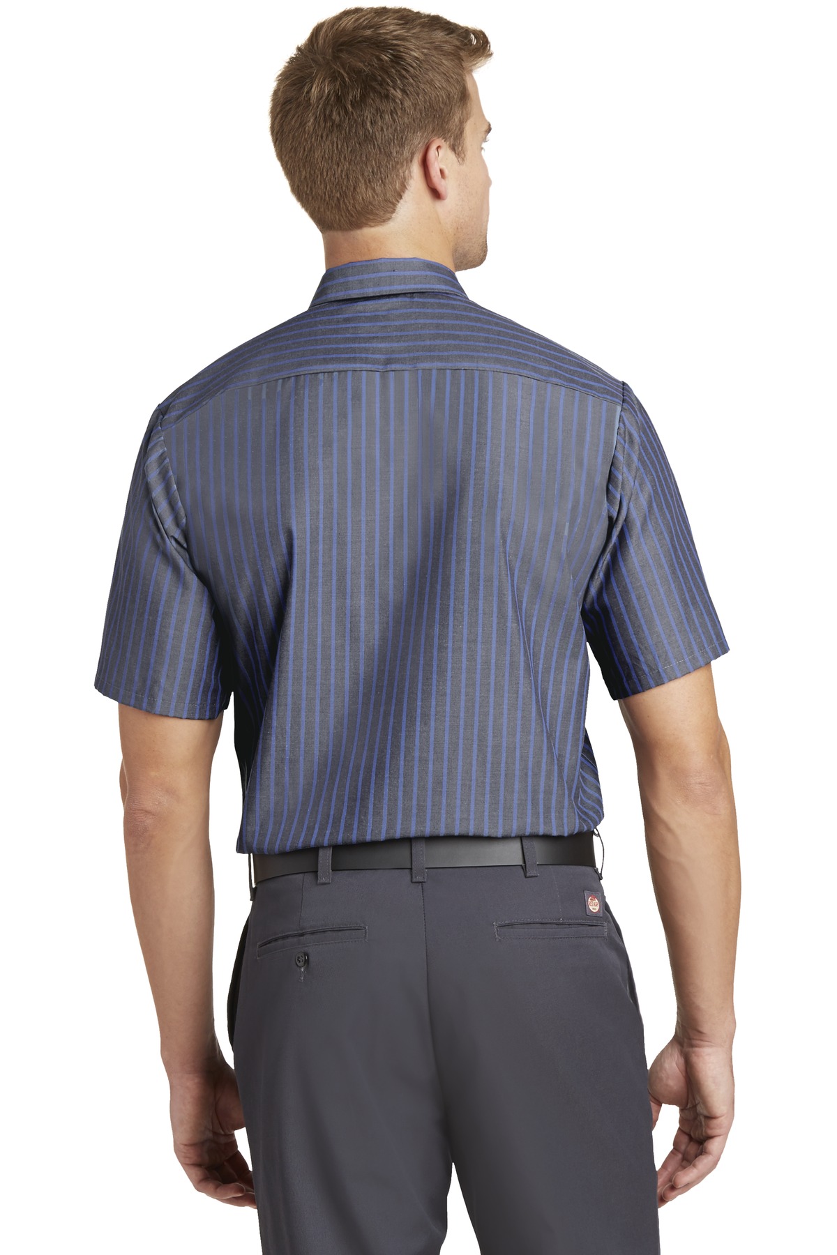 Red Kap Short Sleeve Striped Industrial Work Shirt. CS20 5