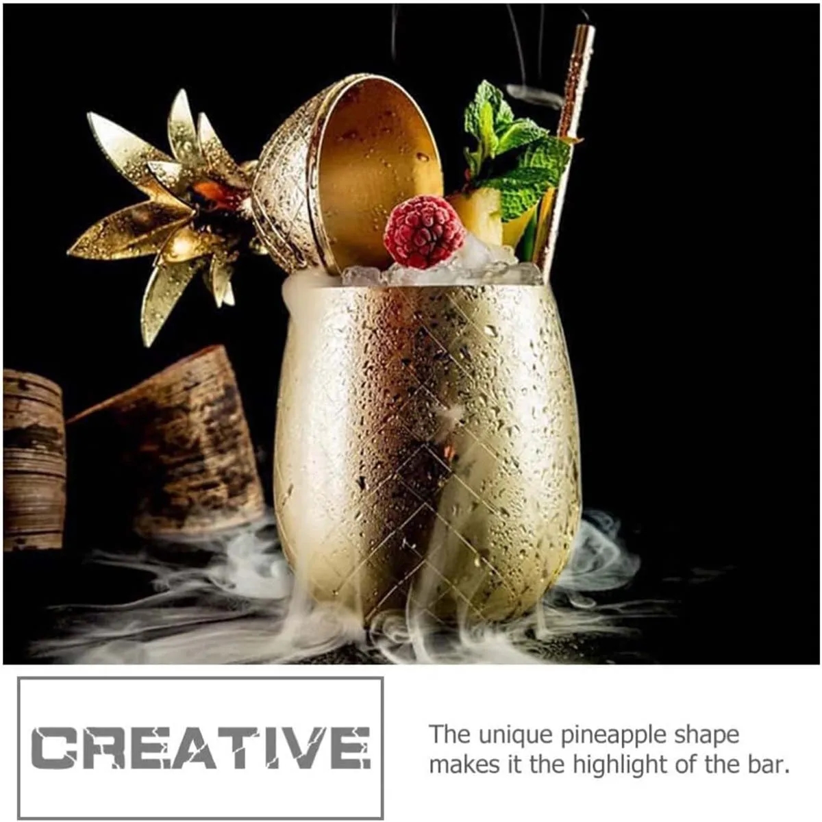 Multi-dimension Stainless Steel Pineapple Cocktail Straw Cup 4