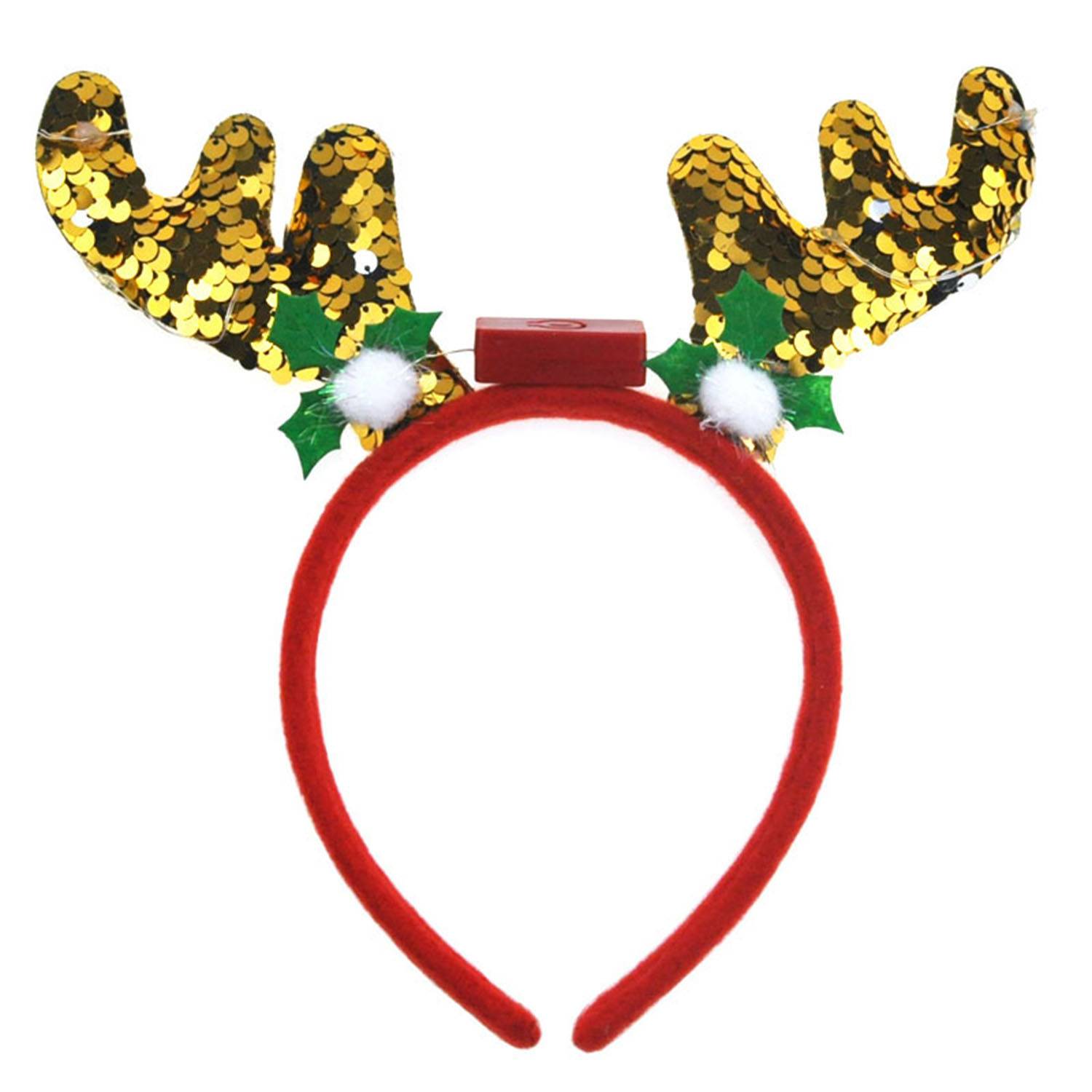 Plastic sequin antler headband 6 lights beadband 7