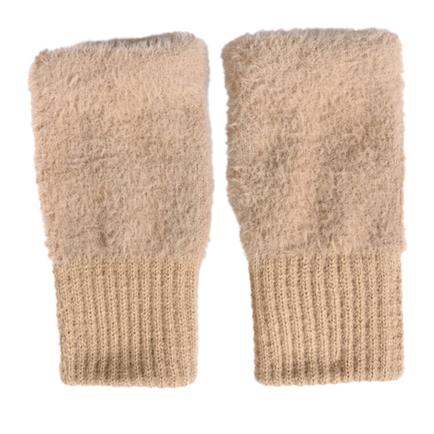 Winter Faux Fur Arm Warmers Fingerless Gloves 3