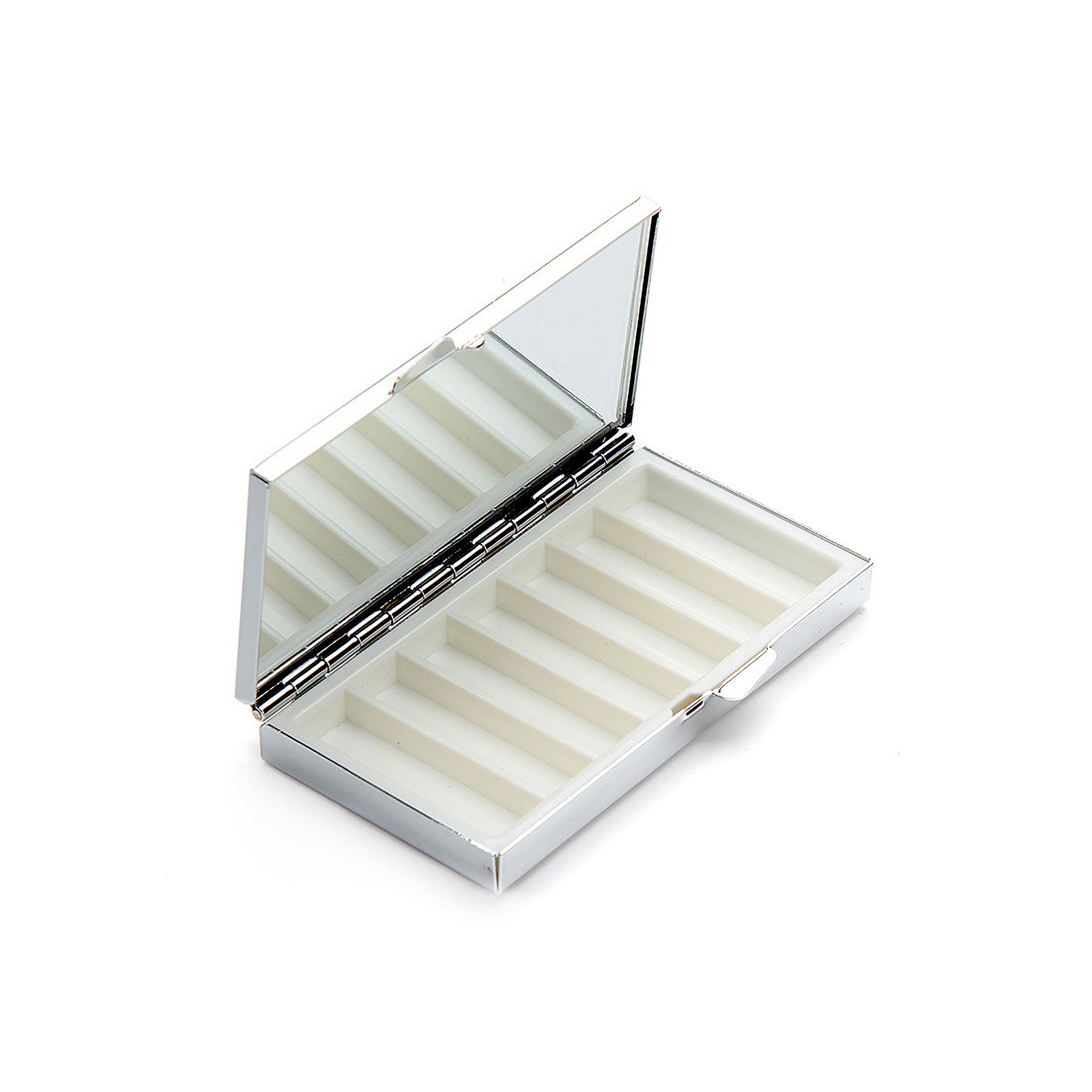 7-Slot Portable Metal Pill Box w/Mirror 3