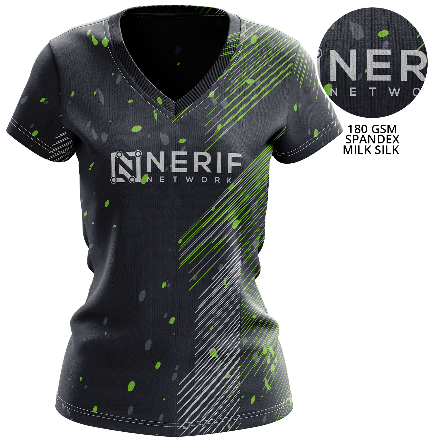 Women's 180 GSM Spandex Milk Silk Sublimation Performance V-Neck T-shirt 3