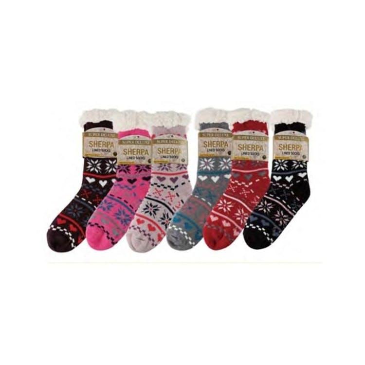 Women's Sherpa-Lined Non-Slip Socks Assorted One Size 1