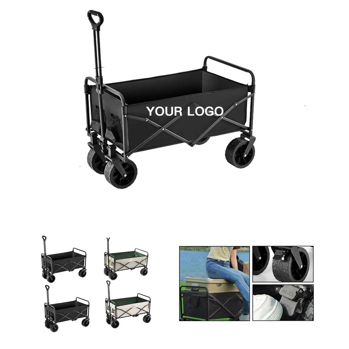 Portable Picnic Cart with Oversized Wheels 2
