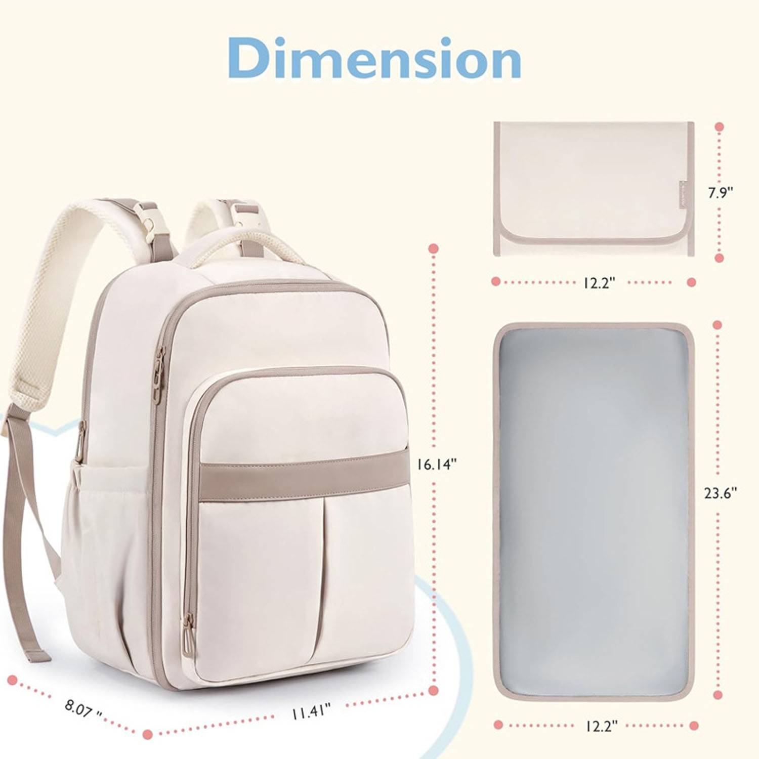 Baby Oxford Diaper Backpack w/ 3 Insulated Pockets 2