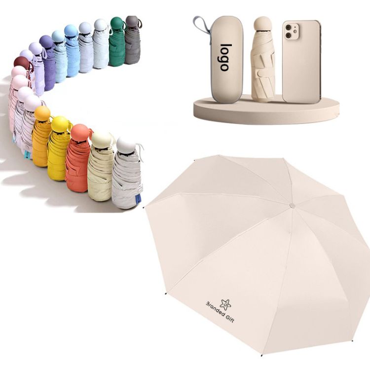 Pongee Fabric Five-Fold Capsule All-Weather Umbrella 2