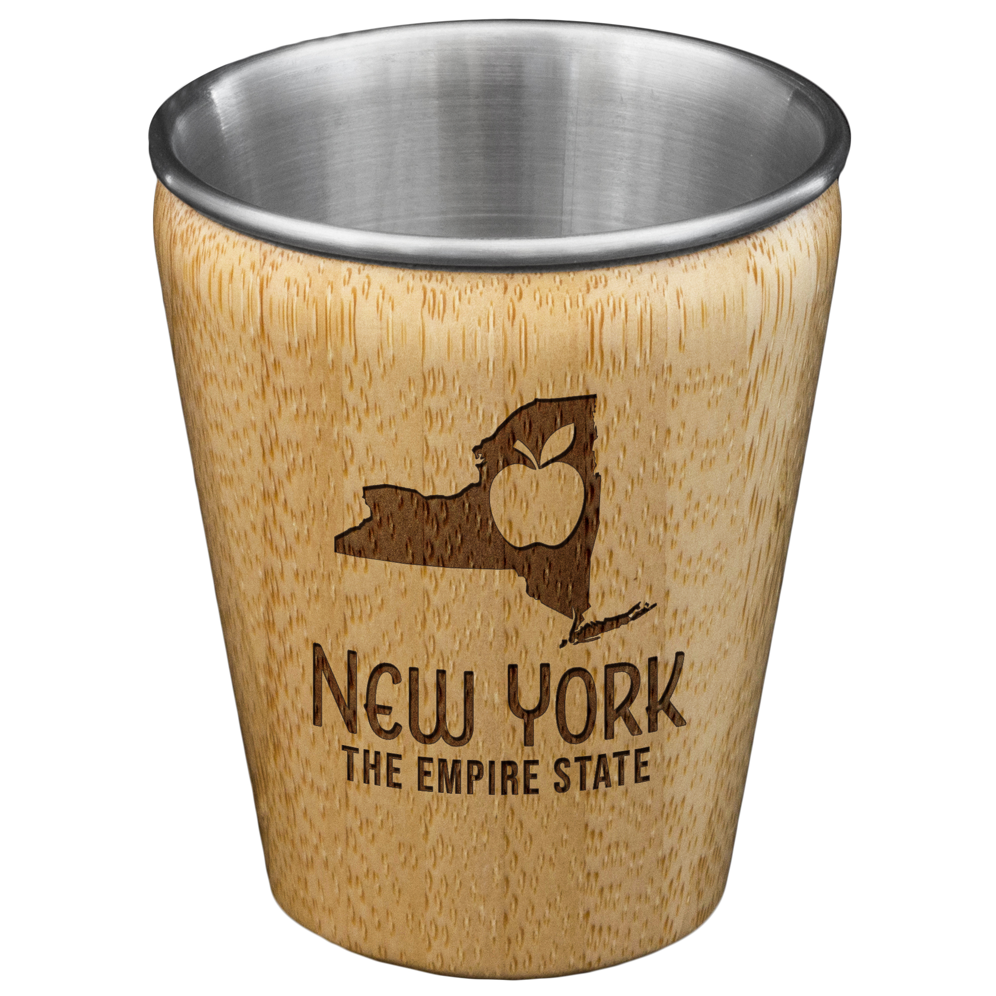 New York State Bamboo and Stainless Steel Shot Glass