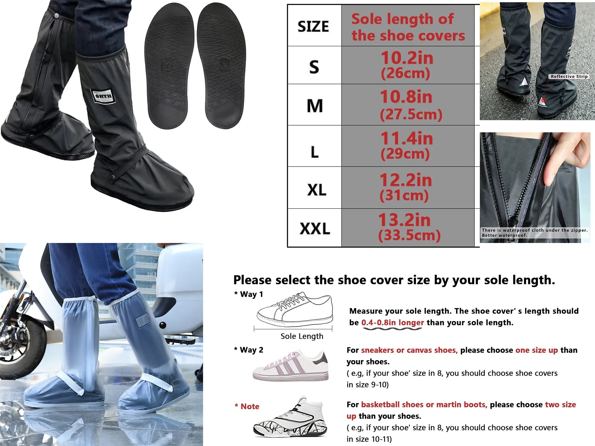 Waterproof Rain Boot Shoe Cover With Reflector 1
