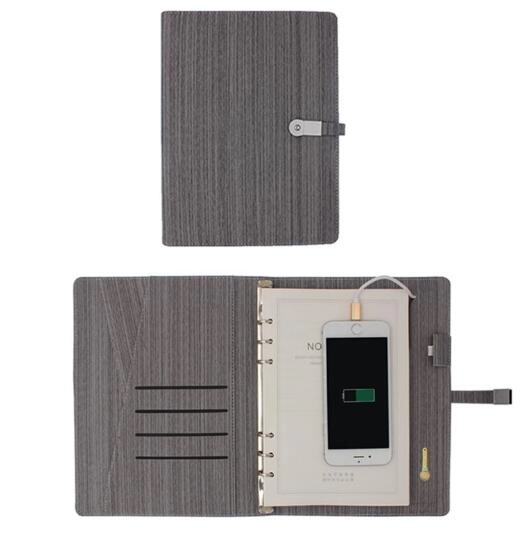 8000mA Wood Grain Notebook Power Bank With 16GB Flash Drive 4