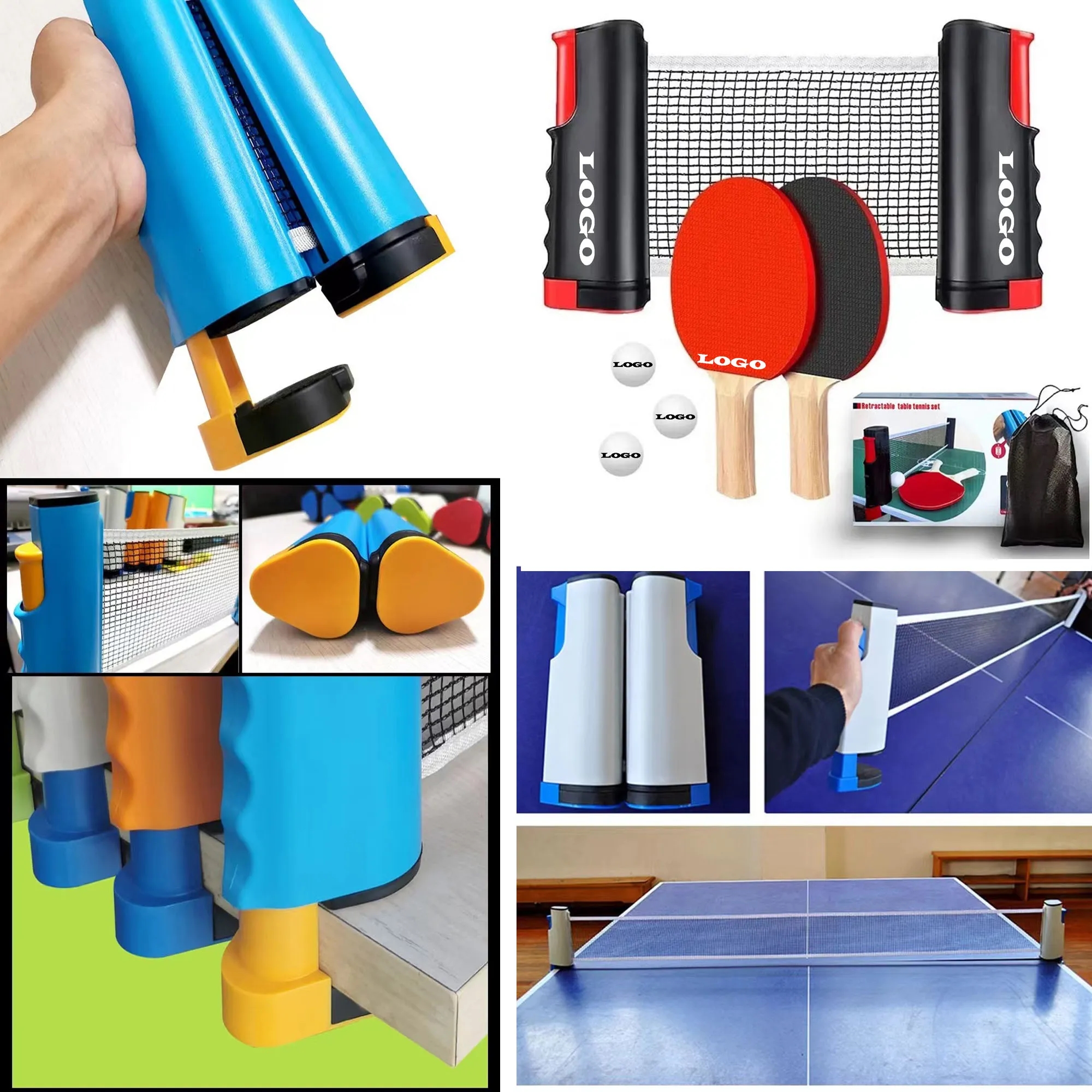 Portable Table Tennis Set With Retractable Net 7