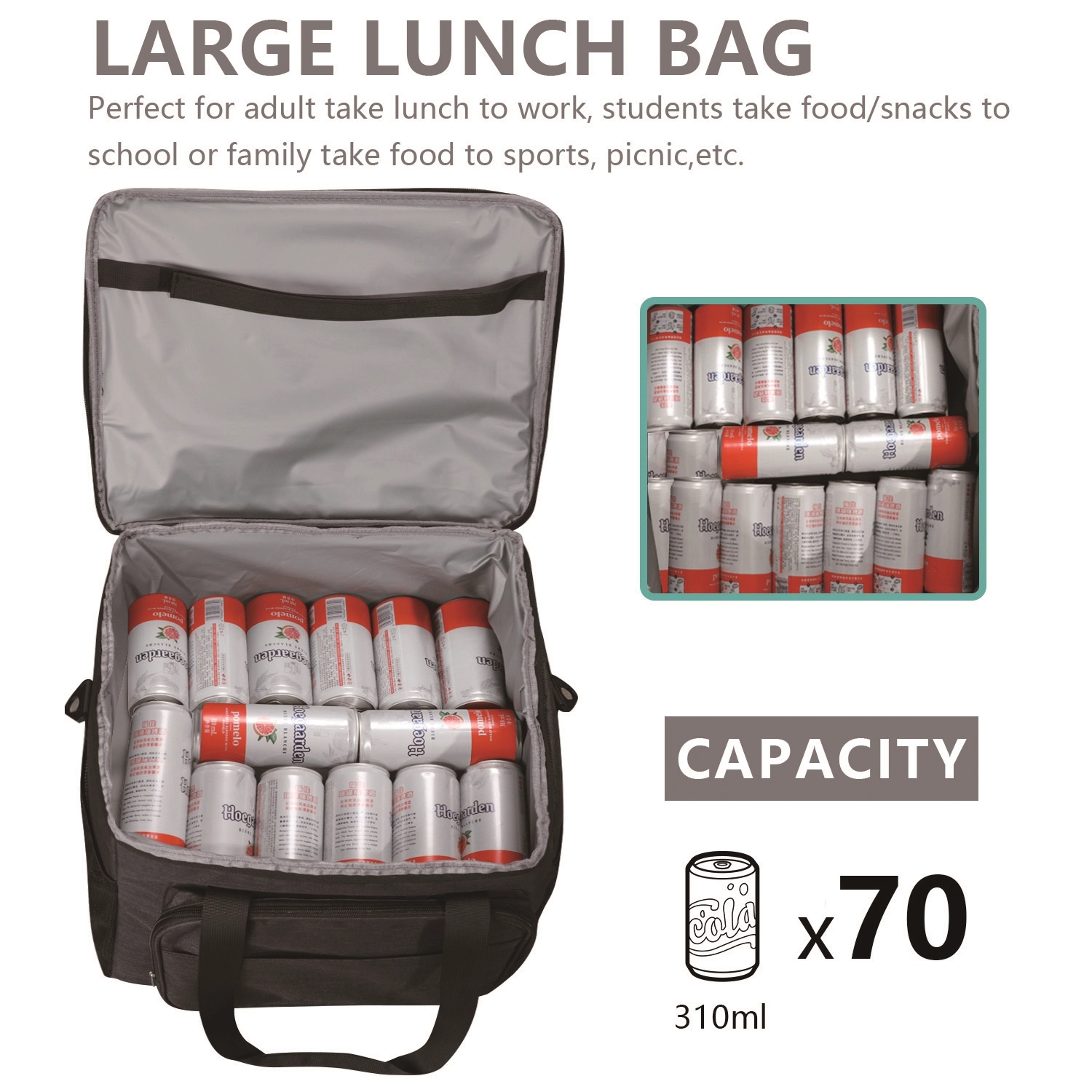 Outdoor Insulation Large Capacity Picnic Cooler Bag 6