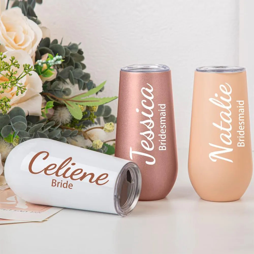 Insulated Champagne Flute With Top Lid Stainless Steel Cup 1