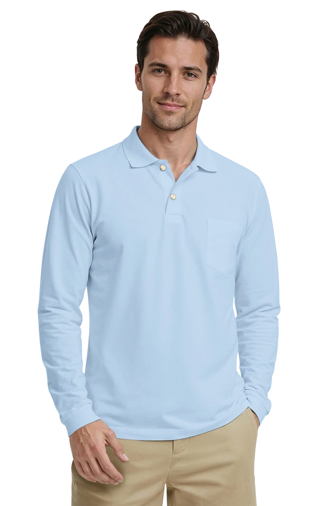 Adult Superblend L/S Pocketed Polo 62