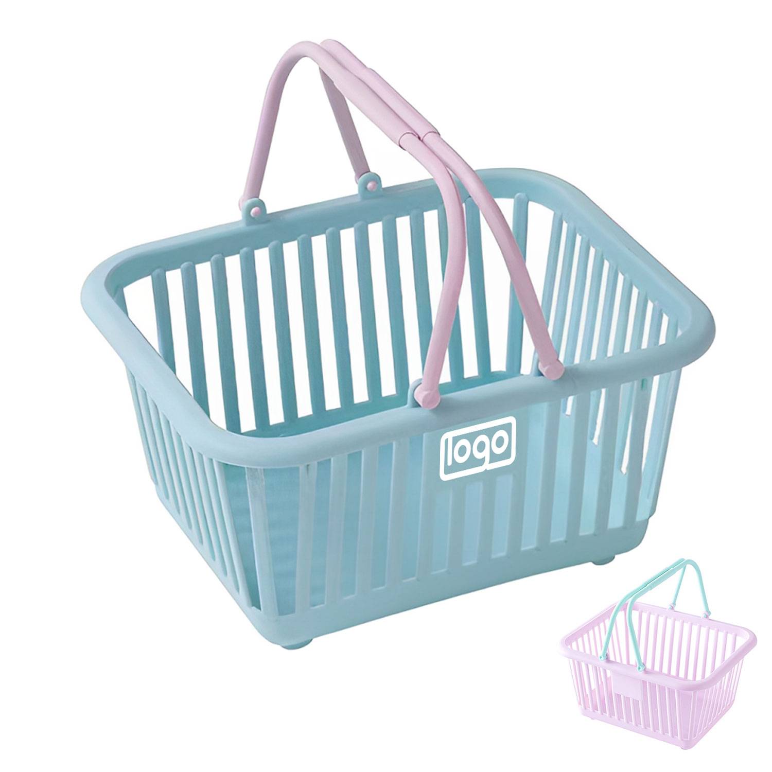 Mini Two Tone Plastic Storage Basket w/ Handles 3