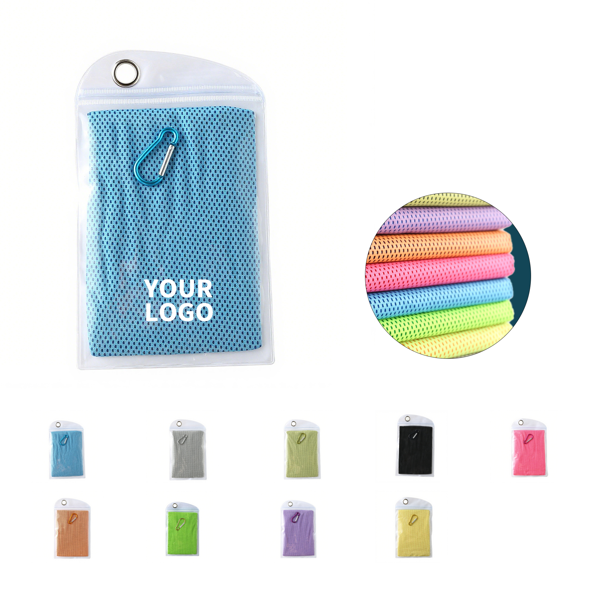 Cooling Mesh Towel With Carabiner 35.4" x 12" 12