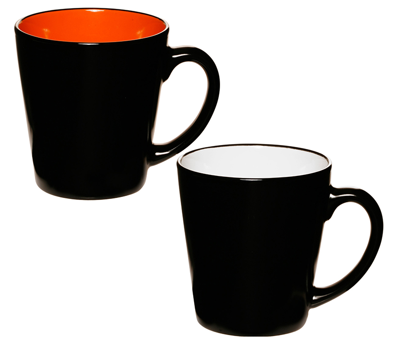 Two-Tone Black Matte Ceramic Mug, 12 oz. 3