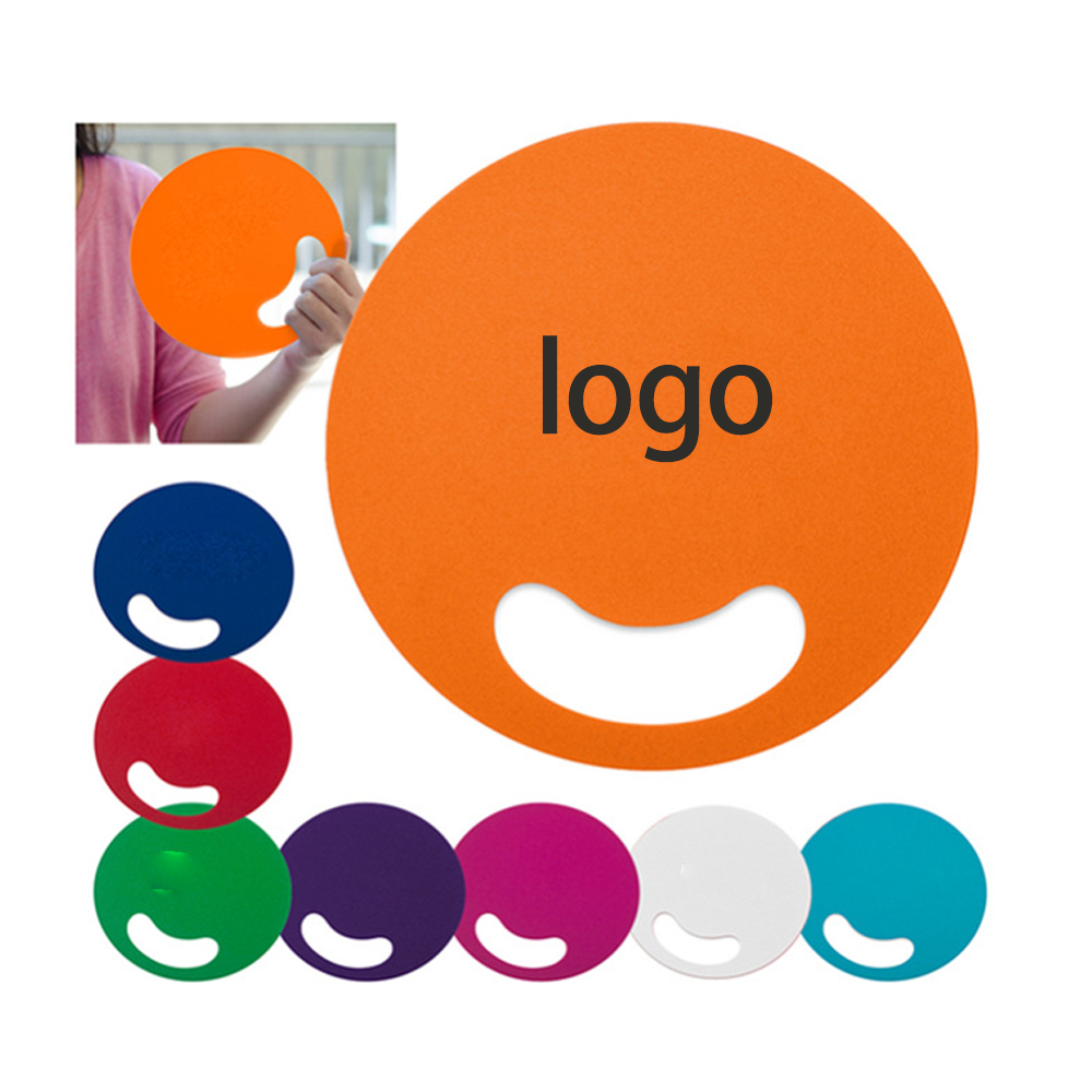 Custom Printed Plastic Advertising Fans with Double Sided Color Printing Blue RoundHand Fans 2