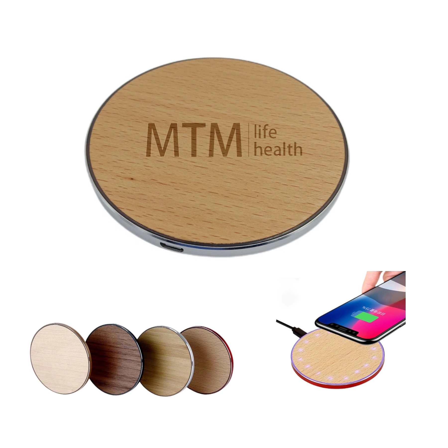 Aluminum Alloy Wooden Cover Wireless Charger 2