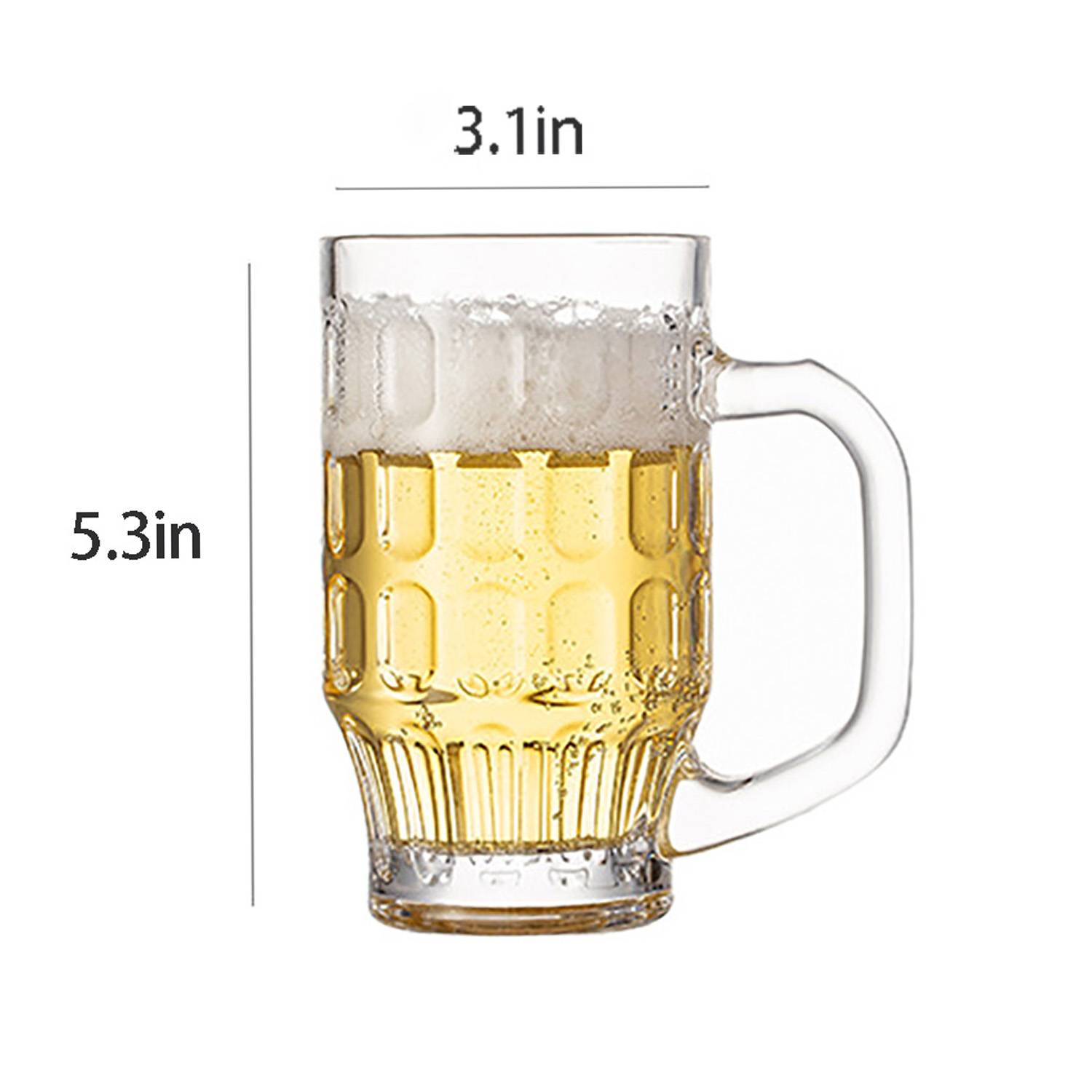 14oz Clear Beer Glass Mug w/ Handle 5