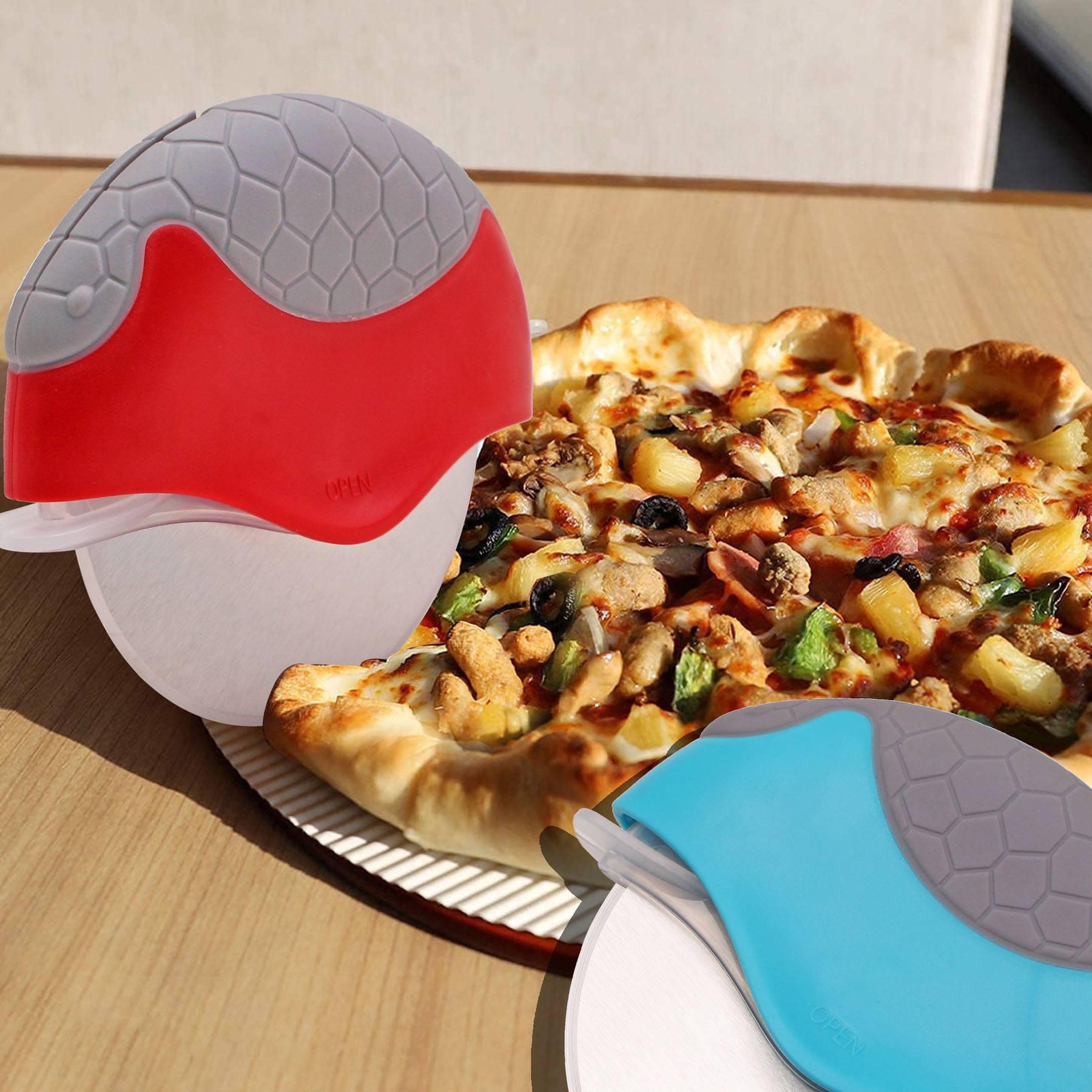Creative round roller pizza cutter knife 4