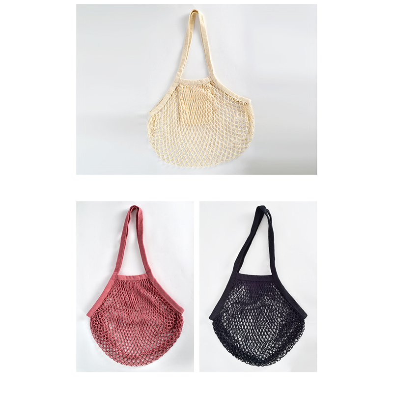 Vegetable Kitchen Cotton Net Bag w/Long Handle String & Pocket 12