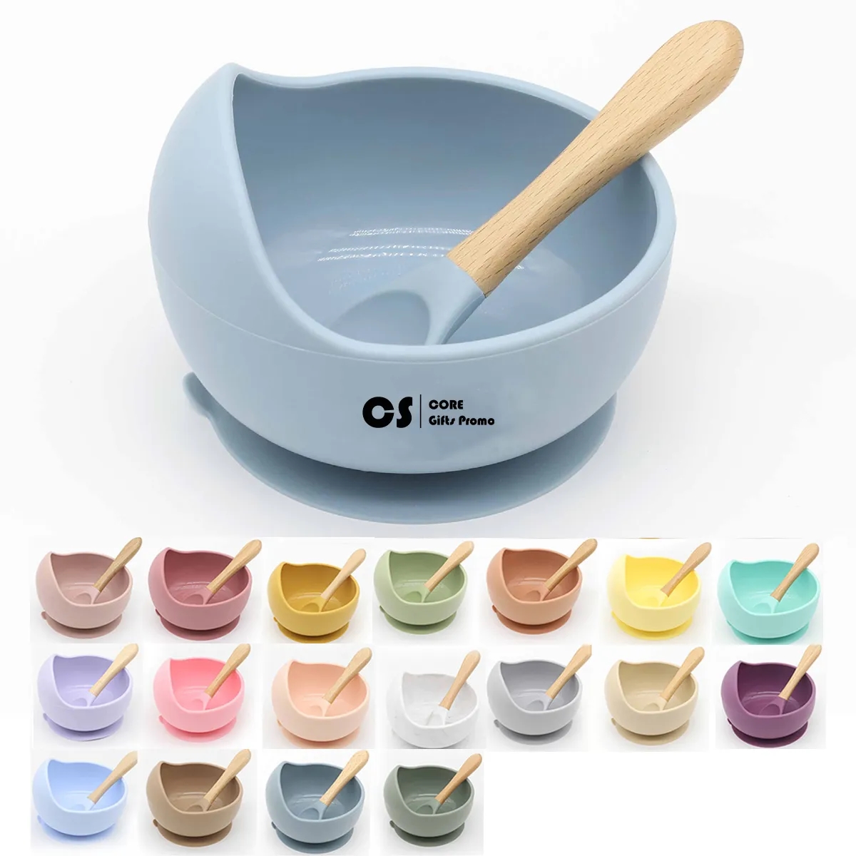 Silicone Suction Bowls And Wooden Spoon For Baby 3